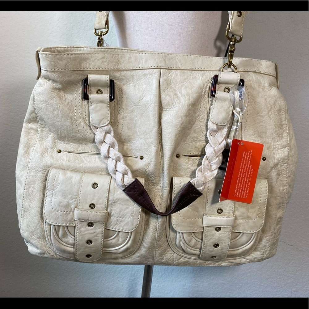 Elliott Lucca 'Toska' Leather Tote Bag In Cream